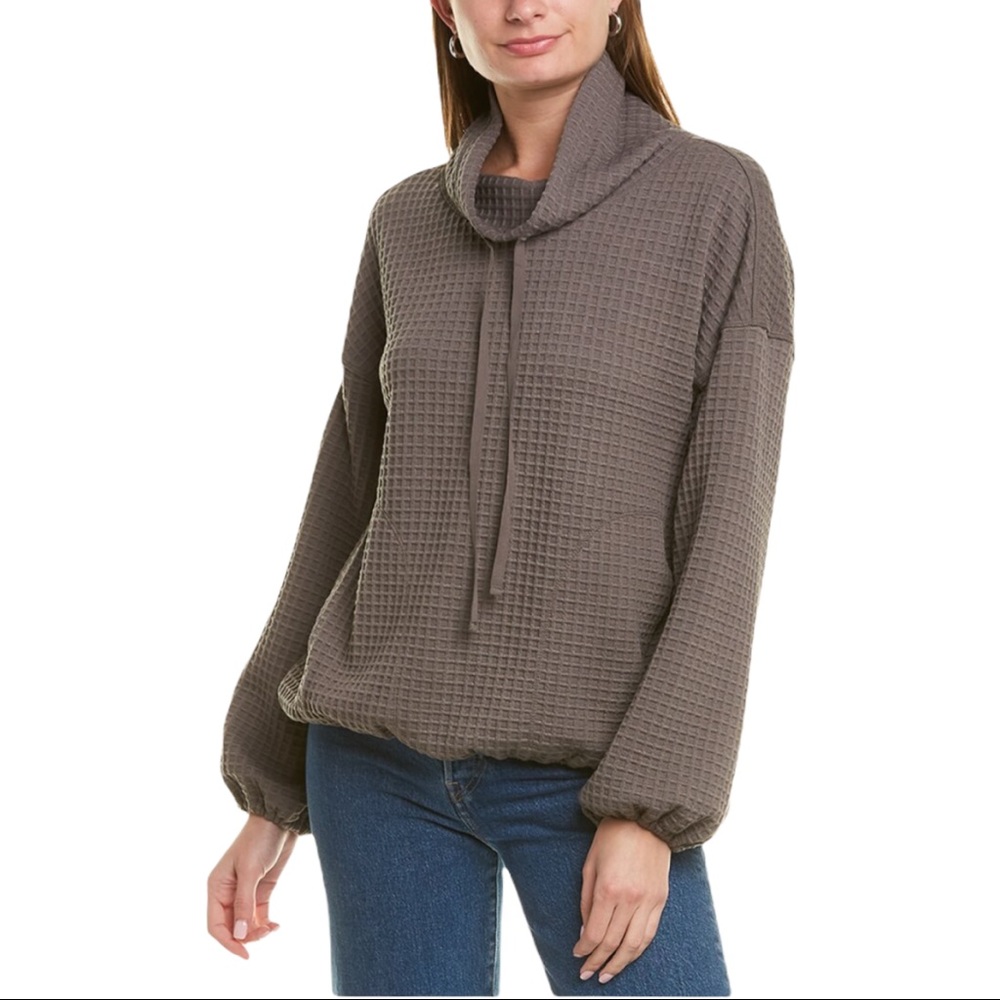Max Studio Waffle Knit Grey Pullover S